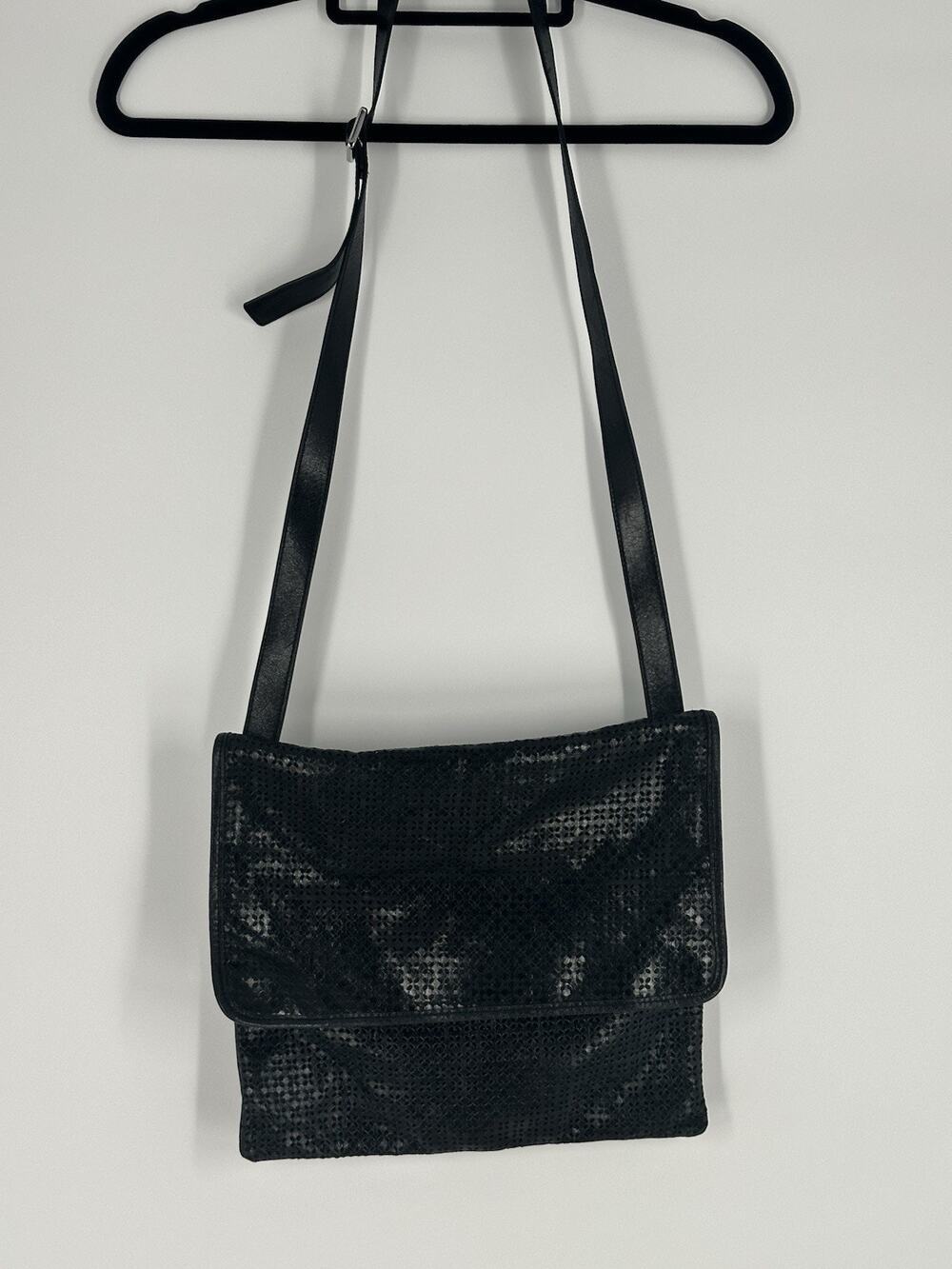 Black Hobo The Original Leather Crossbody Boho Hippie Soft Leather Perforated
